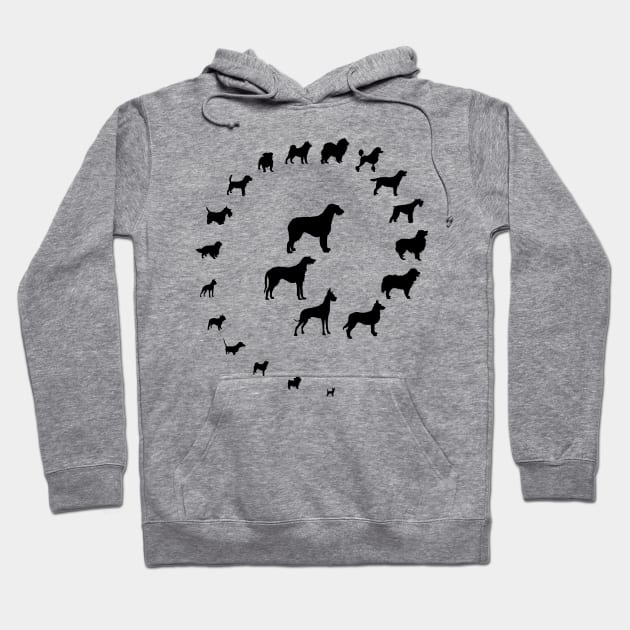 Spiral of dog breeds from large to small Hoodie by tsd-fashion